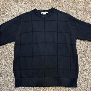 Geoffrey Beene Navy Grid Pattern Crewneck Sweater Men’s